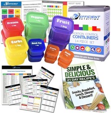 Portion Control Containers DELUXE Kit 14-Piece with COMPLETE GUIDE  21 DAY...