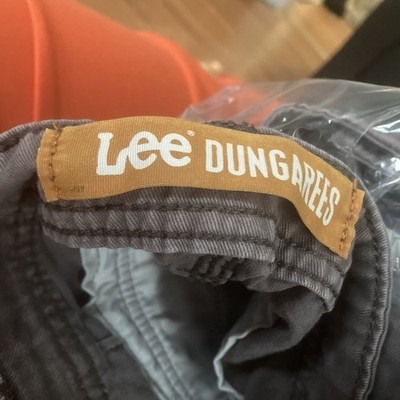 Lee Dungarees Men's Gray Cargo Shorts Cotton Canvas, Zip Closure, Pockets