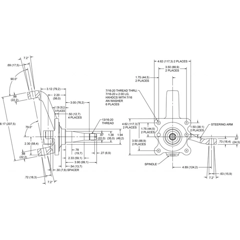 Wilwood Spindle For Pinto/Mustang II 1971-1980 WWE Pro Stock Height - Imagem 2 de 4