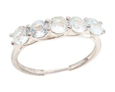 925 Sterling Silver Vintage Ring Five Stone Blue Topaz Elegant Band Sz 8 RG34987