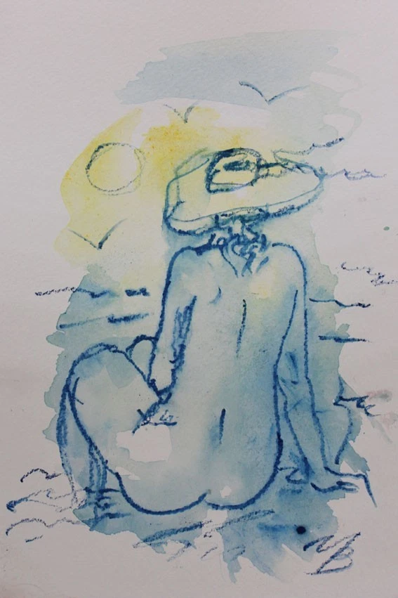NB-ART*Nu*Aquarell*16x24cm*Original*Bild handgemalt*Kunst*Akt*Erotik*Unikat! - Bild 1 von 1