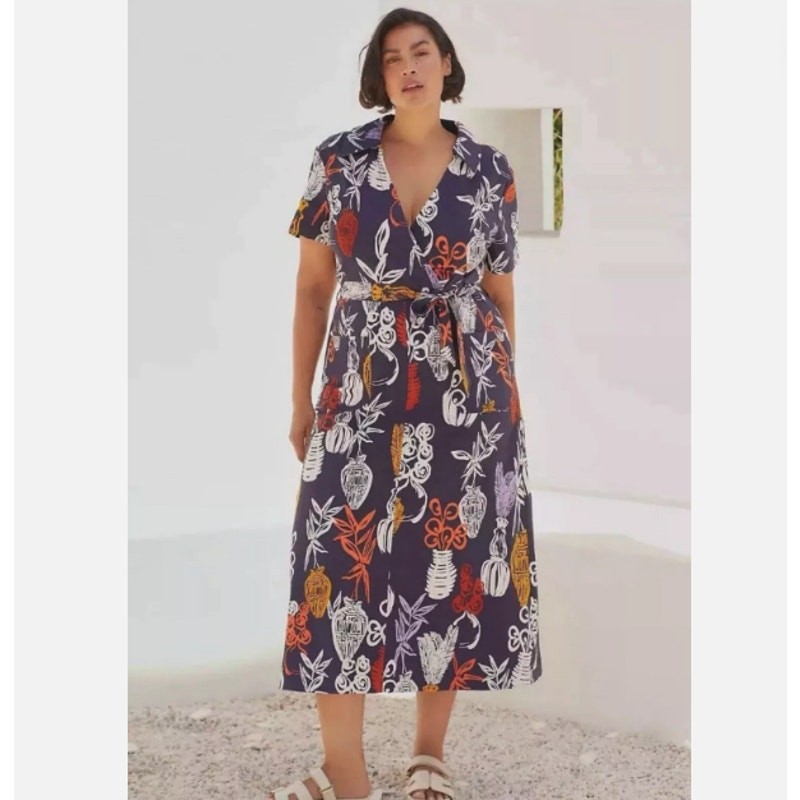 maeve short sleeve dress Maeve Short-Sleeve Collared Wrap Mini Dress