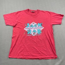 Vintage 90s Jack Rabbit Sportswear Graphic T Shirt Lee USA Made Red Mens Large