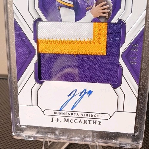 2024 Panini National Treasures J.J. McCarthy #156 Jersey Number 84/99 (RPA) Auto
