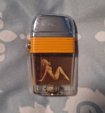 Vintage Scripto Vu Lighter Sexy Pinup Girl with Orange Band 