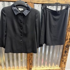 Vintage Armani Collezioni Itay Satin Collar Black Skirt Suit Set Women  s 8/10