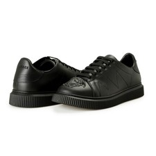 Versace Men's Large Medusa Logo Black 100 Leather Sneakers Shoes US 12 IT 45