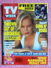 TV Week 30 January 1993 - giant Guns n Roses poster, Whitney Houston pin-up, exc