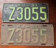 1937 NEW JERSEY LICENSE PLATE Z3055 PAIR