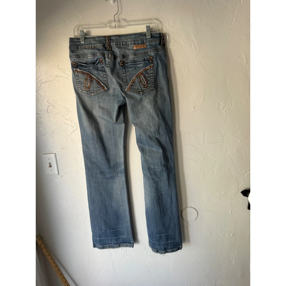 Женские джинсы Cowgirl Tuff синие с вырезом ботинок украшенные карманы W30 L33 вестерн высокие - Изображение 4 из 4