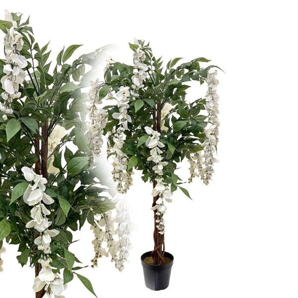 Wisteria 120 Cm Weiss KüNstlich Glyzinienbaum Kunstbaum Deko-image