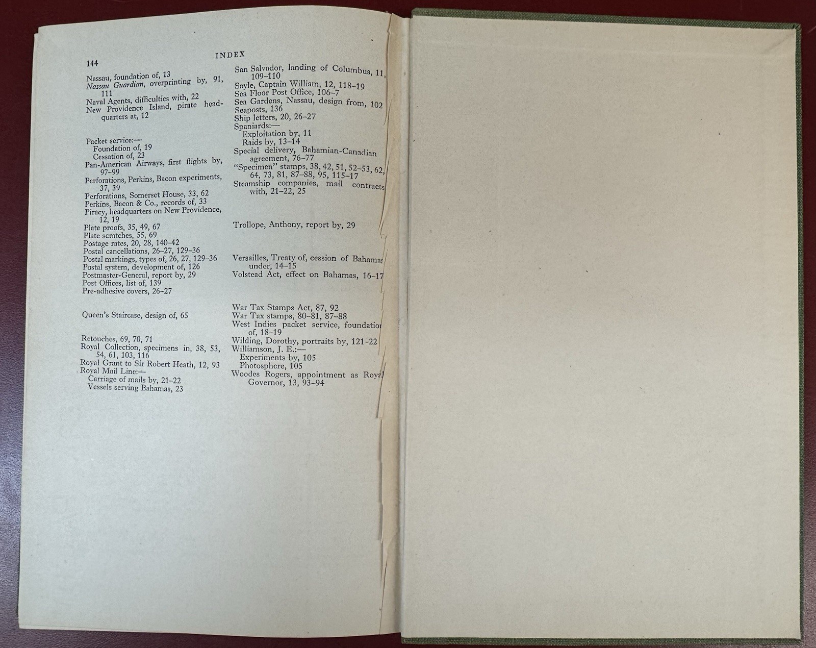 The Postage Stamps & Postal History of the Bahamas, by Harold G.D. Gisburn, 1950