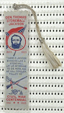 Vintage Stonewall Jackson Civil War Centennial Embroidered Bookmark USA Made