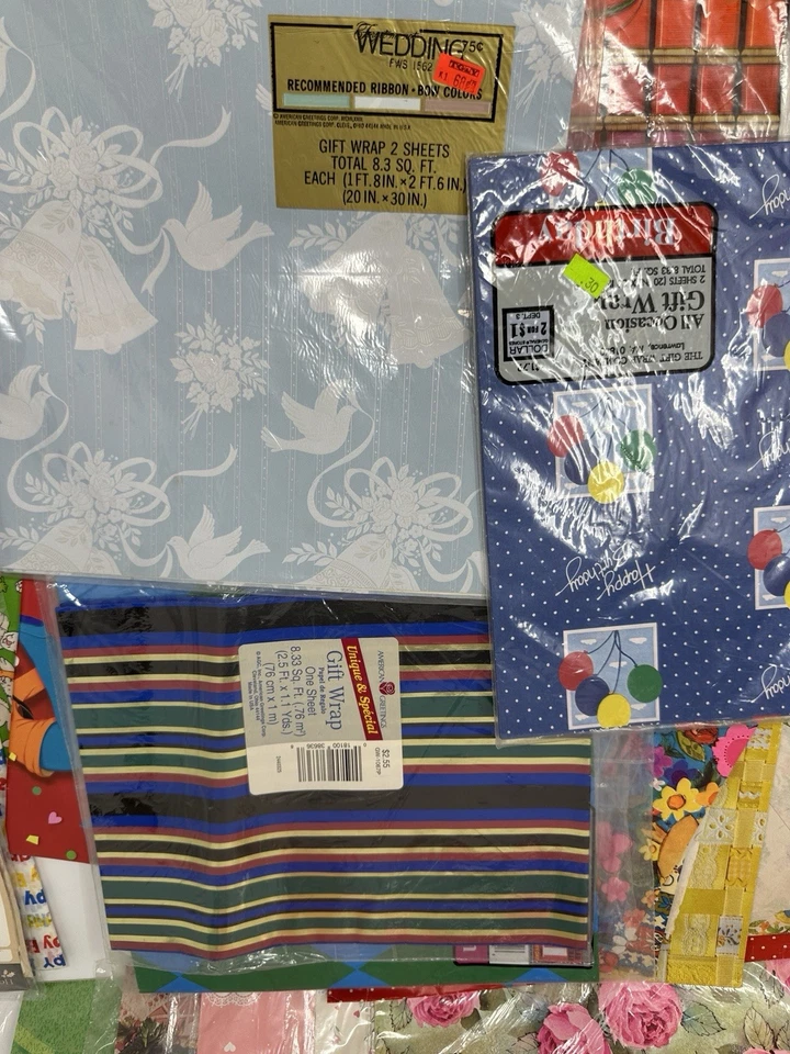 Vintage Hallmark AG Gift Wrap Tissue Wedding Birthday Easter Valentine's Day Lot - Image 3 of 4