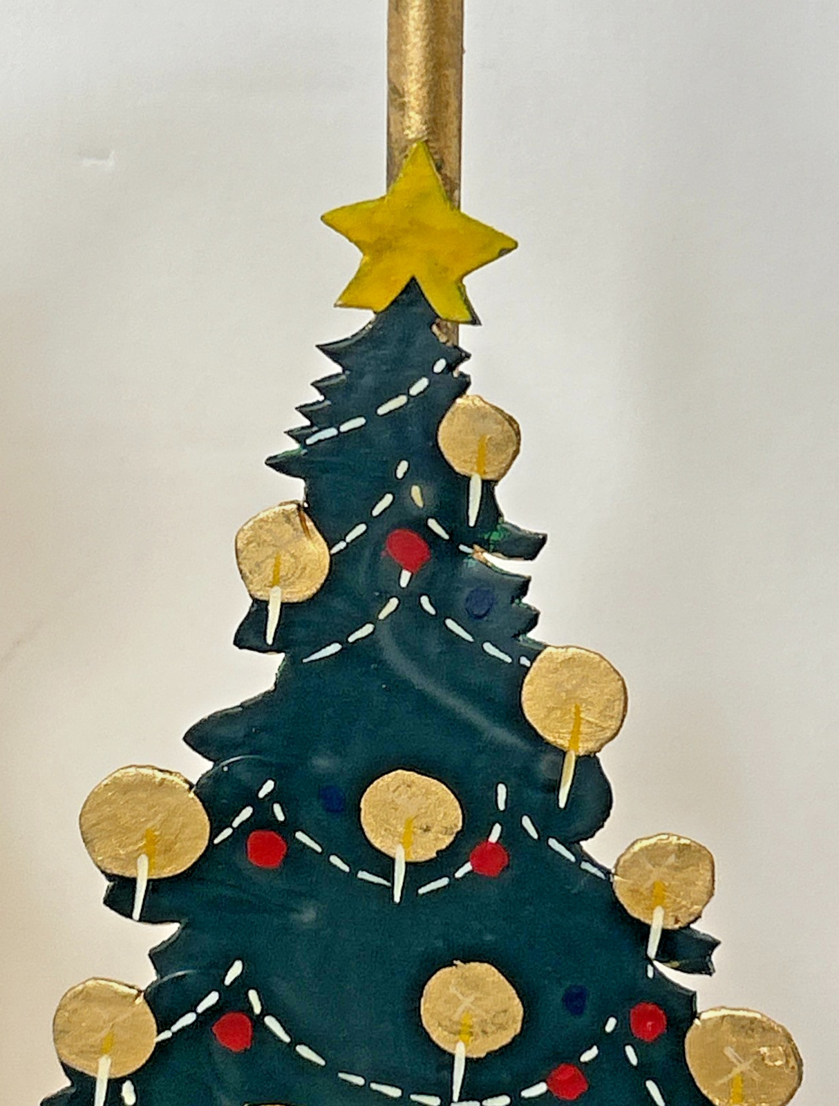 Vintage Santa/Christmas Tree Old World Metal Candle Holders 19" Tall