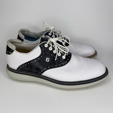 FootJoy Traditions Men  s Black Camo/White Spiked Golf Shoes Size 9 M 57899 EUC