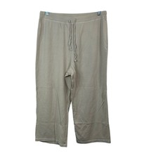Fresh Produce Tan Beige 100 Cotton Cropped Lounge Pants Wide Leg XL Resort