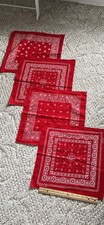Red 100 Cotton Bandana Handkerchiefs- Made in USA - set of 4