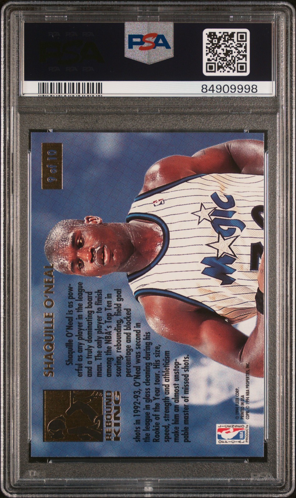 1993 FLEER ULTRA SHAQUILLE O'NEAL REBOUND KINGS #9 PSA 9 MINT HOF view 2