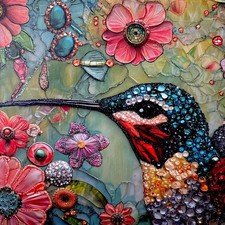 used FLOWER HUMMINGBIRD 1000 Piece Jigsaw Puzzle by Pickforu EUC-100 complete