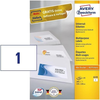 Alevar 1400 Etichette Adesive Senza Margini, Formato 105x42 Mm, 14 Etichette Bianche Per Foglio, Confezione Da 100 Fogli A4 - 9