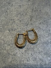 14K Gold Twisted Rope Hoop Earrings Small Lightweight Vintage Hoops .64g