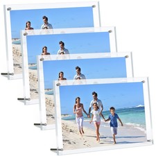 4 Packs Clear Acrylic Picture Frame 8'' x 10'' Clear Photo Frame Free Standin...