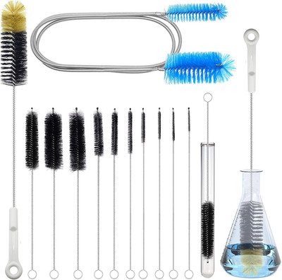 12 Pack Glass Tube Pipe Cleaner Brush Set, for Cleaning Long Neck Bottle, Bent G