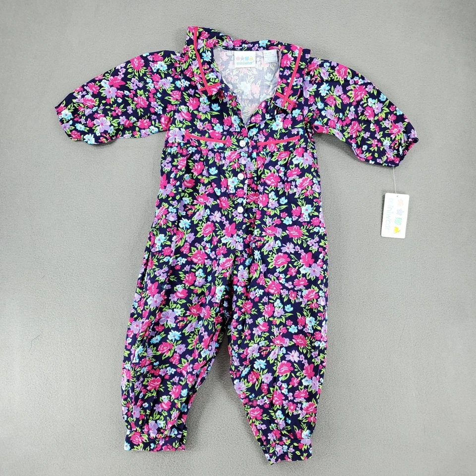 Lote 2x Calças de Algodão Infantil Vintage Menina Floral Romper Flores Tamanho 24 Meses - Imagem 3 de 4