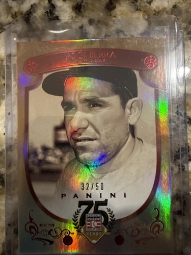 2014 Panini Hall of Fame Red Shield Red /50 Yogi Berra #41 HOF Shield - Picture 1 of 4