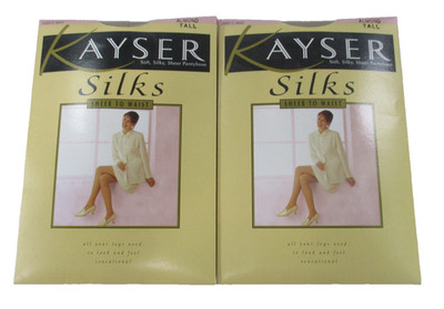 Vintage NOS Kayser Silks Sheer to Waist Almond Tall Pantyhose 2 Pairs Australian