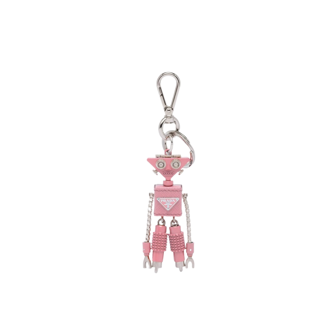 Prada Saffiano Leather Robot Keychain Trick Petal Pink