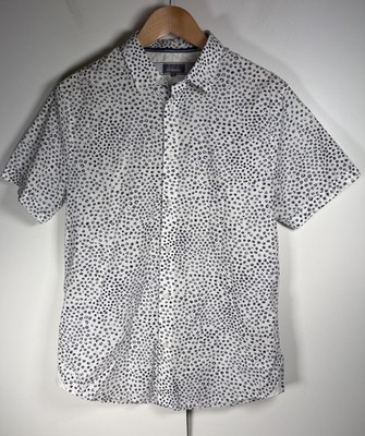 Linea Hemd Herren Medium Weiß Sternenmuster Kurzarm Sommer