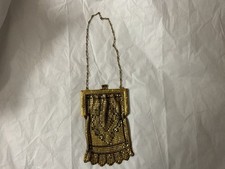 Art Deco 1920s / 30s Gold Black Metal Whiting Davis Mesh Purse