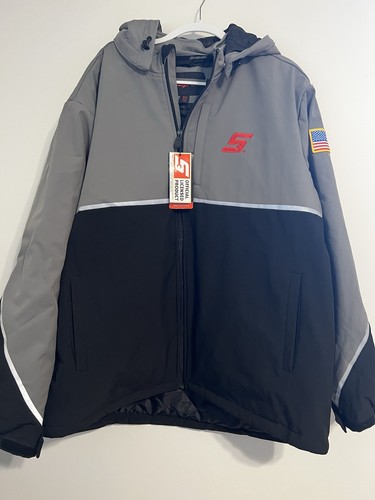SNAP ON TOOLS HOODED INSULATED WINTER COAT ZIP UP BLACK/GREY NEW 2XL