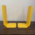 Pair Of  Tall L Shaped Yellow Metal Industrial Design Book Ends Records