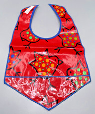 Vintage 1990s Baby Bib Mimi the Sardine Vinyl Wipe Clean Folk Art Birds UNWORN