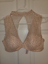 Victoria's Secret Dream Angels Size L Plunge Bralette Choker Neck Gold Stars