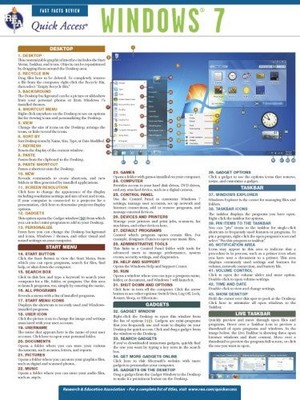 WINDOWS 7 - REA'S QUICK ACCESS REFERENCE CHART (QUICK By Editors Of Rea *VG+*