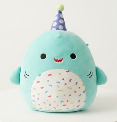 Squishmallow 2023 HAPPY BIRTHDAY Party Hat & Confetti SHARON The Teal Shark NWT