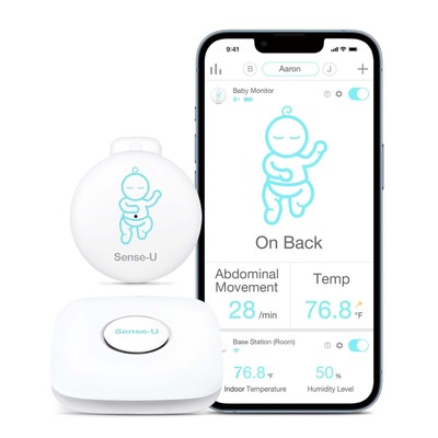 Sense-U Smart Baby Movement Monitor 3 - Tracks Baby's Abdominal Movement, Sle...