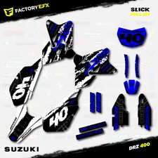 White & Blue Slick Graphics Kit fit Suzuki DRZ400SM Drz400s drz400 Supermoto DRZ