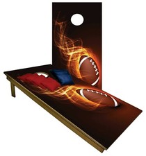 CORNHOLE BEANBAG TOSS GAME w Bags Game Boards Football Hot Fire Sports Set