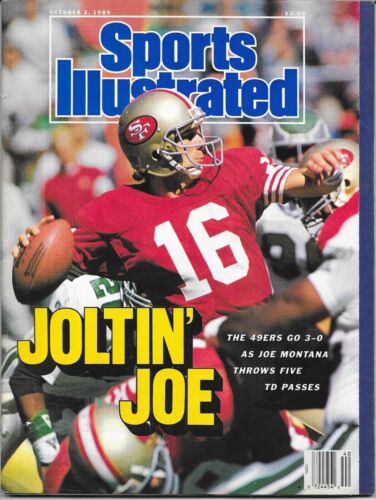 Sports Illustrated 1989 JOLTIN Joe Montana SOIA San Francisco Notre Dame ETICHETTA  - Foto 1 di 5
