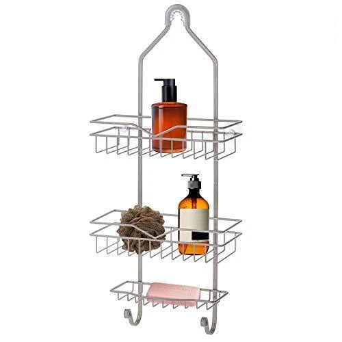 Shower Caddy - Over the Shower Head Bathroom Organizer (Satin Nickel)