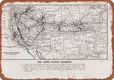 METAL SIGN - 1941 Union Pacific Western Route Map - Vintage Rusty Look