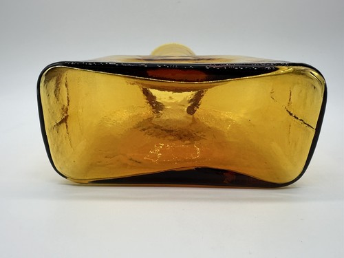 Vintage Mcm Blenko Dark Amber Glass Double Spout Water Bottle Carafe Pitcher - Picture 7 of 8