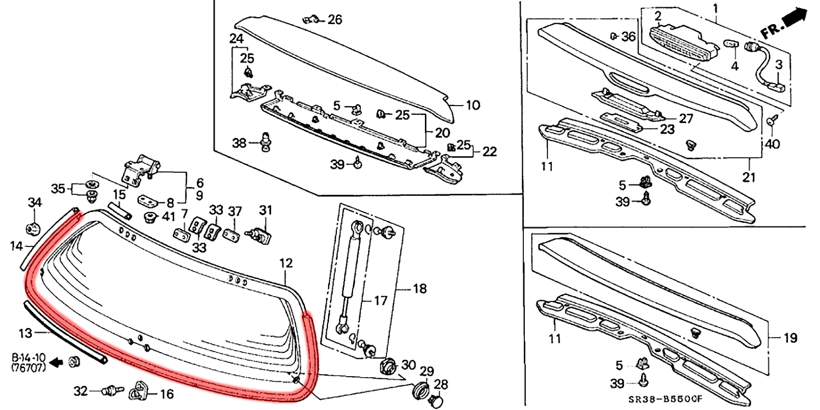rear windshield tail gate molding seal for Honda Civic EG 3D hatchback 9295 eBay