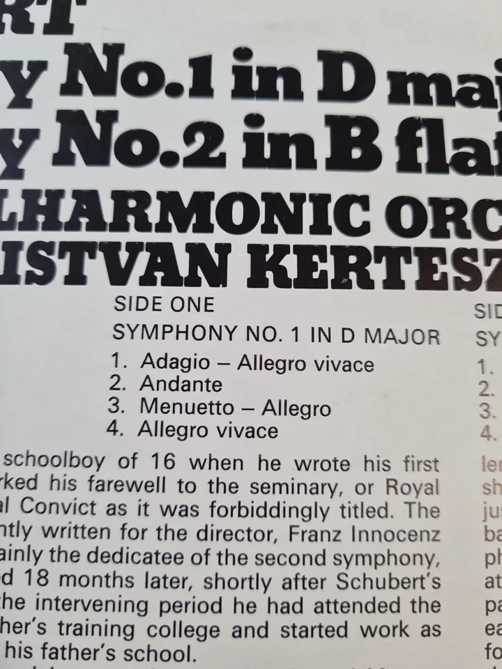 Schubert - Symphony No 1 in D Major / Symphony No 2  in B Flat Major - EX x3 - Image 4 of 4