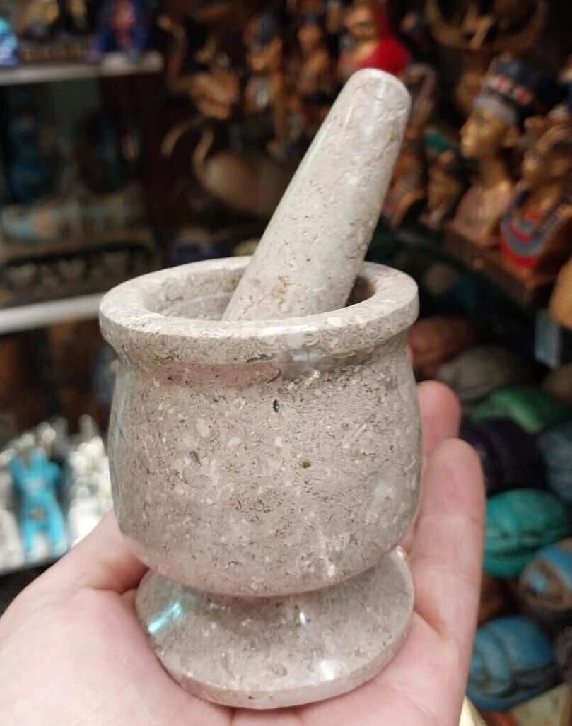 Handcrafted Antique Egyptian white Marble Mortar and Pestle Grinder ..
Opens in a new window or tab